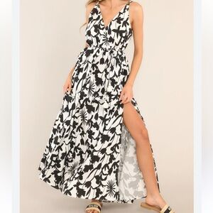 Elegant Black and White Floral Dress